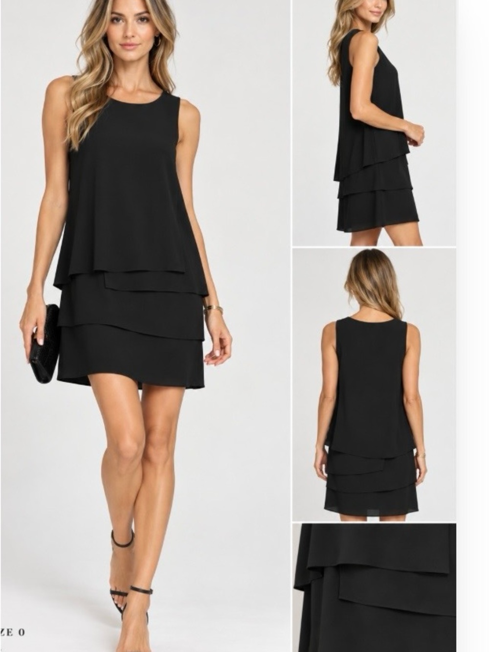 BCBGMaxAzria Black Sleeveless Tiered Shift Dress